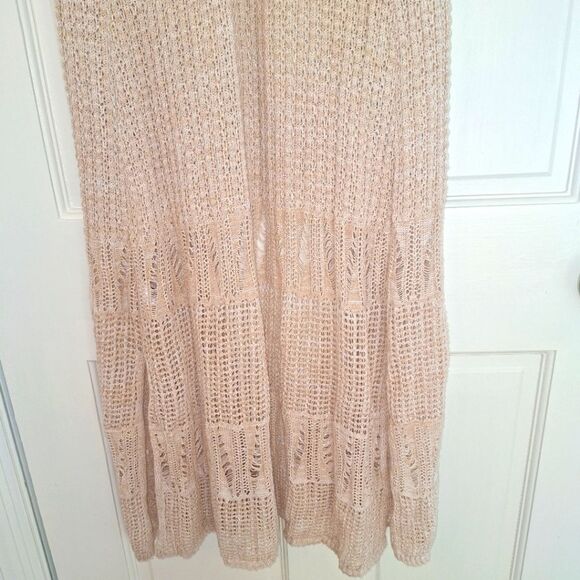 Crochet BOHO Open Cardigan Sweater Vest Duster Maxi 100% Cotton SOFT Mossimo L - Picture 10 of 15